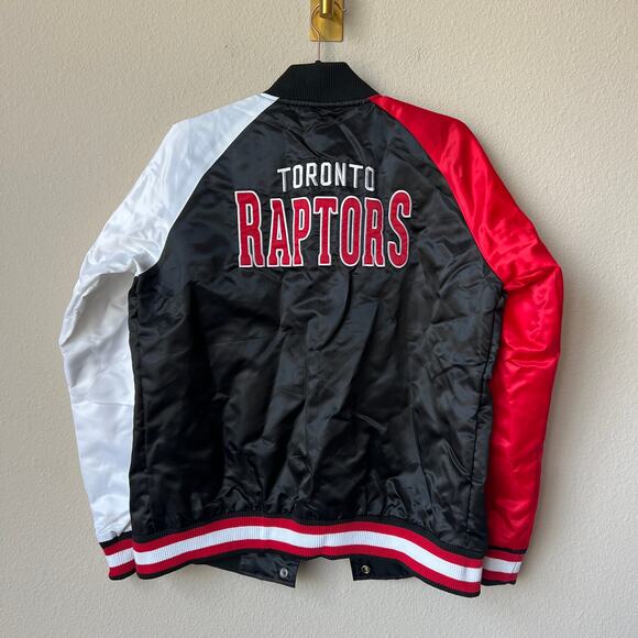 Rare Starter Toronto Raptors Black Red White Satin Varsity Jacket Size L - Picture 2 of 6